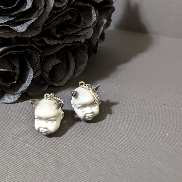 Spooky Doll Head Earrings - Picture 2 of 5